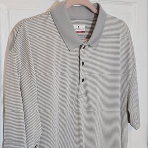 Grand Slam Men’s Gray Striped Polo Shirt Performance Golf Short Sleeve Size XL